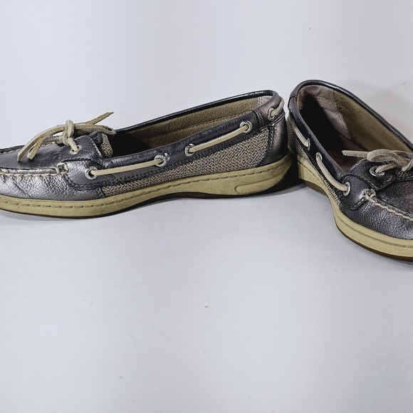 Sperry Top Sider Angelfish Boat Shoe Women's‎ 7.5 Metallic Pewter Leather Preppy - Picture 5 of 6